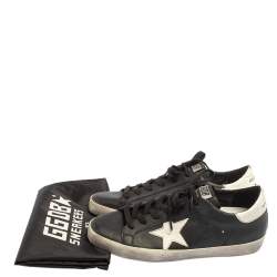 Pre Owned Golden Goose Black/White Leather Superstar Low Top Sneakers Size 39