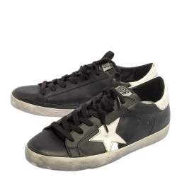 Pre Owned Golden Goose Black/White Leather Superstar Low Top Sneakers Size 39
