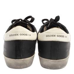 Pre Owned Golden Goose Black/White Leather Superstar Low Top Sneakers Size 39
