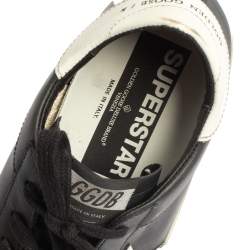 Pre Owned Golden Goose Black/White Leather Superstar Low Top Sneakers Size 39
