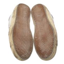 Pre Owned Golden Goose White Leather And Suede Superstar Low Top Sneakers Size 37