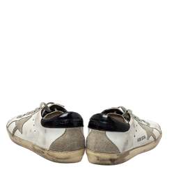 Pre Owned Golden Goose White Leather And Suede Superstar Low Top Sneakers Size 37