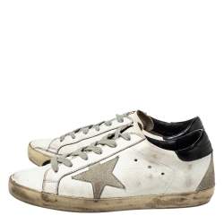 Pre Owned Golden Goose White Leather And Suede Superstar Low Top Sneakers Size 37
