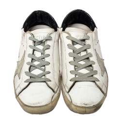 Pre Owned Golden Goose White Leather And Suede Superstar Low Top Sneakers Size 37
