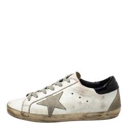 Pre Owned Golden Goose White Leather And Suede Superstar Low Top Sneakers Size 37
