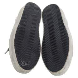 Pre Owned Golden Goose Silver/Pink Leather And Glitter Superstar Low Top Sneakers Size 37