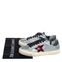 Golden Goose Silver Leather And Suede May Low Top Sneakers Size 36