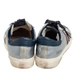 Golden Goose Silver Leather And Suede May Low Top Sneakers Size 36