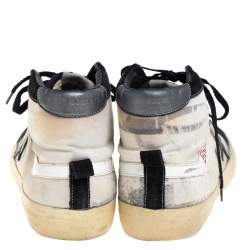 Pre Owned Golden Goose Black Leather And Canvas 2.12 High Top Sneakers Size 44