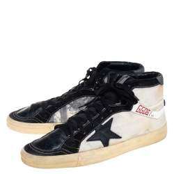 Pre Owned Golden Goose Black Leather And Canvas 2.12 High Top Sneakers Size 44