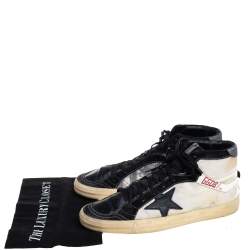 Pre Owned Golden Goose Black Leather And Canvas 2.12 High Top Sneakers Size 44