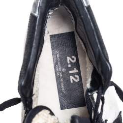 Pre Owned Golden Goose Black Leather And Canvas 2.12 High Top Sneakers Size 44