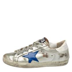 Pre Owned Golden Goose White Patent And Leather Superstar Sneakers Size 35