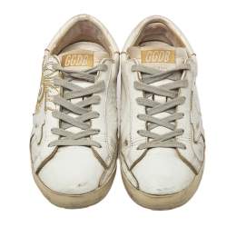 Pre Owned Golden Goose White Leather Superstar Sneakers Size 35