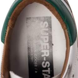 Pre Owned Golden Goose White/Green Leather Superstar Sneakers Size 37