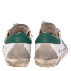 Pre Owned Golden Goose White/Green Leather Superstar Sneakers Size 37
