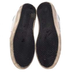 Pre Owned Golden Goose White/Green Leather Superstar Sneakers Size 37