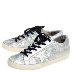 Pre Owned Golden Goose Grey Leather Superstar Lace Up Sneakers Size 40