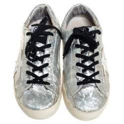 Pre Owned Golden Goose Grey Leather Superstar Lace Up Sneakers Size 40