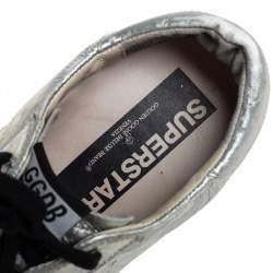 Pre Owned Golden Goose Grey Leather Superstar Lace Up Sneakers Size 40