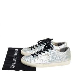 Pre Owned Golden Goose Grey Leather Superstar Lace Up Sneakers Size 40