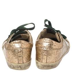 Pre Owned Golden Goose Gold Glitter And PVC Superstar Sneakers Size 37