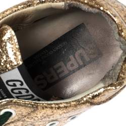 Pre Owned Golden Goose Gold Glitter And PVC Superstar Sneakers Size 37