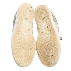 Pre Owned Golden Goose White/Grey Distressed Suede And Pony Hair May Lace Up Sneakers Size 40