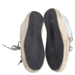 Pre Owned Golden Goose White Leather Superstar Lace Up Sneakers Size 36