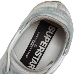 Pre Owned Golden Goose White Leather Superstar Lace Up Sneakers Size 36