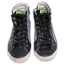 Pre Owned Golden Goose Multicolor Leather And Calf Hair Fancy High Top Sneakers Size 36