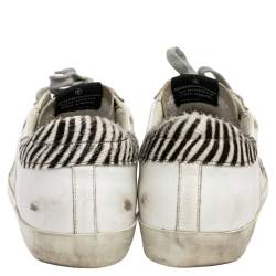 Pre Owned Golden Goose White Leather And Canvas Superstar Sneakers Size 40