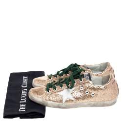 Pre Owned Golden Goose Gold Glitter Superstar Sneakers Size 40