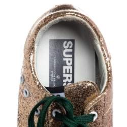 Pre Owned Golden Goose Gold Glitter Superstar Sneakers Size 40