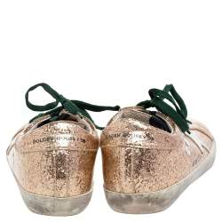 Pre Owned Golden Goose Gold Glitter Superstar Sneakers Size 40