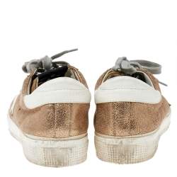 Pre Owned Golden Goose Metallic Gold Glitter May Sneakers Size 38