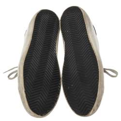 Pre Owned Golden Goose White/Blue Leather Superstar Sneakers Size 39