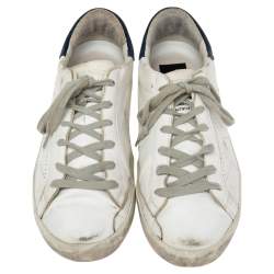 Pre Owned Golden Goose White/Blue Leather Superstar Sneakers Size 39