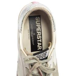 Golden Goose White/Pink Leather Superstar Low Top Sneakers Size 39