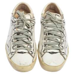 Pre Owned Golden Goose White Graphics Print Superstar Low Top Sneakers Size 38