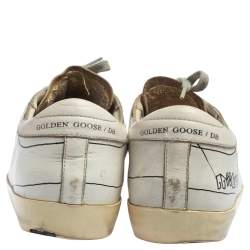 Pre Owned Golden Goose White Graphics Print Superstar Low Top Sneakers Size 38