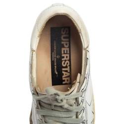 Pre Owned Golden Goose White Graphics Print Superstar Low Top Sneakers Size 38