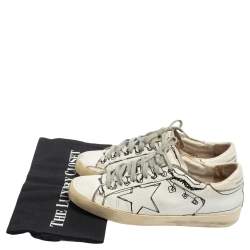Pre Owned Golden Goose White Graphics Print Superstar Low Top Sneakers Size 38