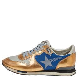 Golden Goose Multicolor Foil Leather And Canvas Running Low Top Sneakers Size 38