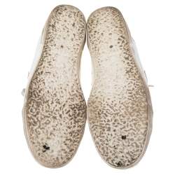 Pre Owned Golden Goose White Leather And Calf Hair Superstar Low-Top Sneakers Size 39