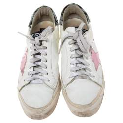 Pre Owned Golden Goose White Leather And Calf Hair Superstar Low-Top Sneakers Size 39