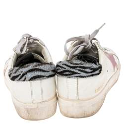 Pre Owned Golden Goose White Leather And Calf Hair Superstar Low-Top Sneakers Size 39