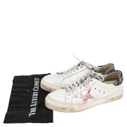 Pre Owned Golden Goose White Leather And Calf Hair Superstar Low-Top Sneakers Size 39
