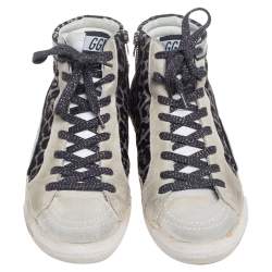Golden Goose Tricolor Animal Print Fabric, Suede and Leather Fancy High Top Sneakers Size 39