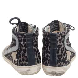 Golden Goose Tricolor Animal Print Fabric, Suede and Leather Fancy High Top Sneakers Size 39